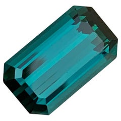 Top AAA Quality 6.00 Carat Natural Loose Indicolite Tourmaline Emerald Shape Gem