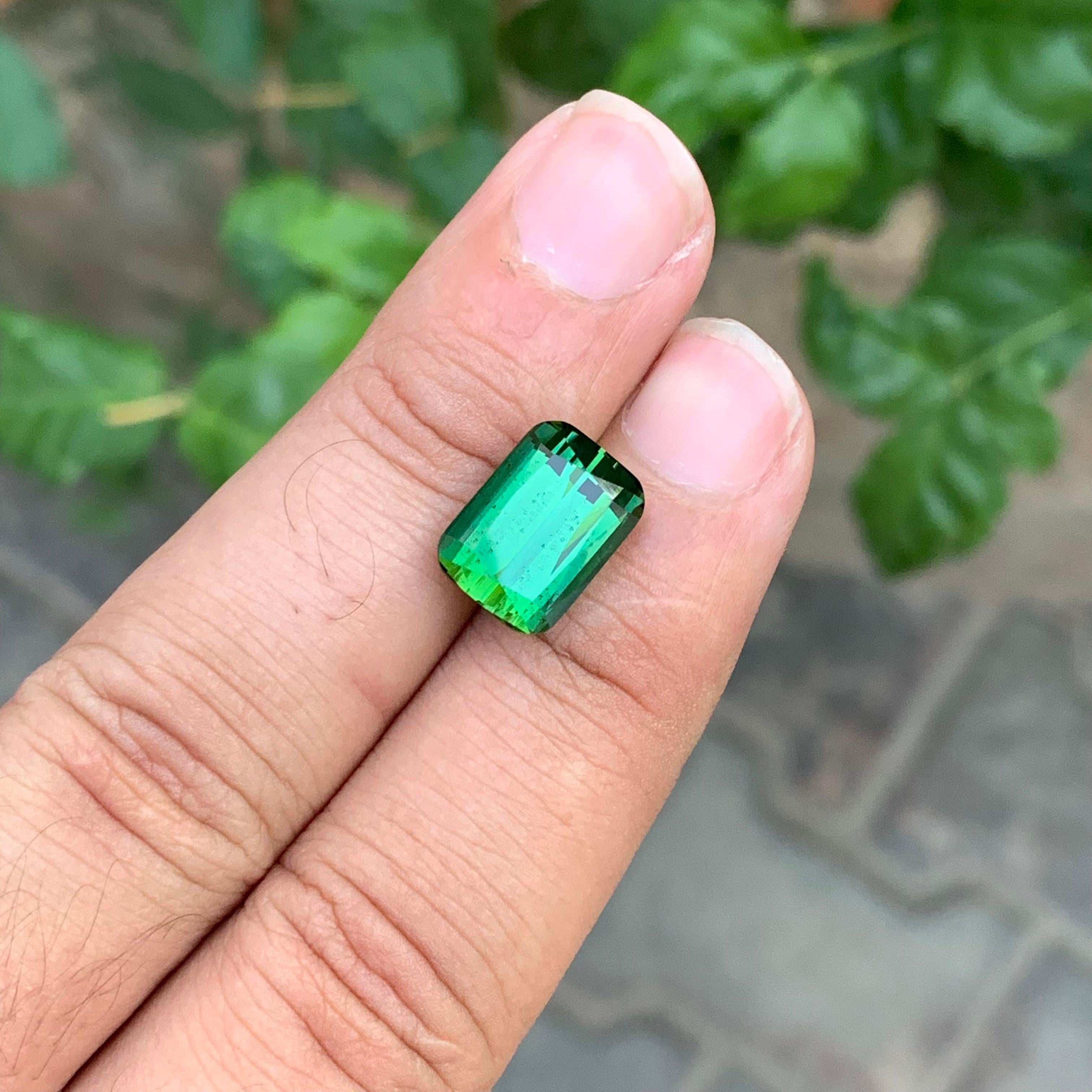 Taglio cuscino Qualità top AAA Gemma sfaccettata di tormalina verde a forma di cuscino da 6,70 carati naturali in vendita