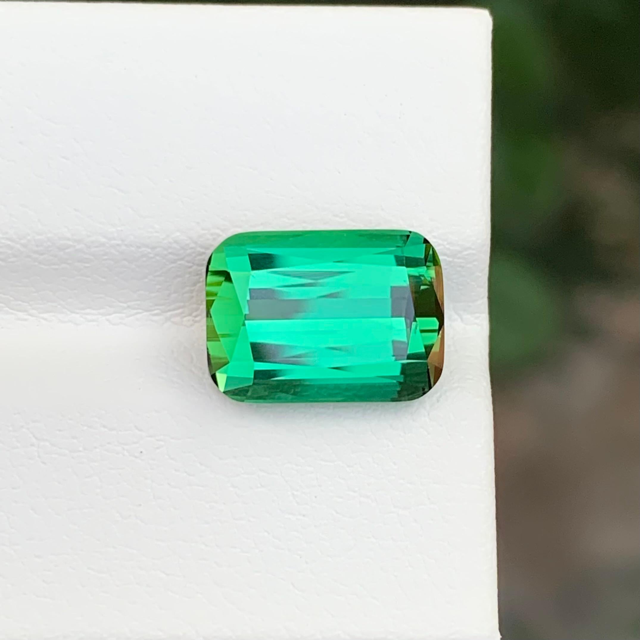 Qualità top AAA Gemma sfaccettata di tormalina verde a forma di cuscino da 6,70 carati naturali in vendita 3