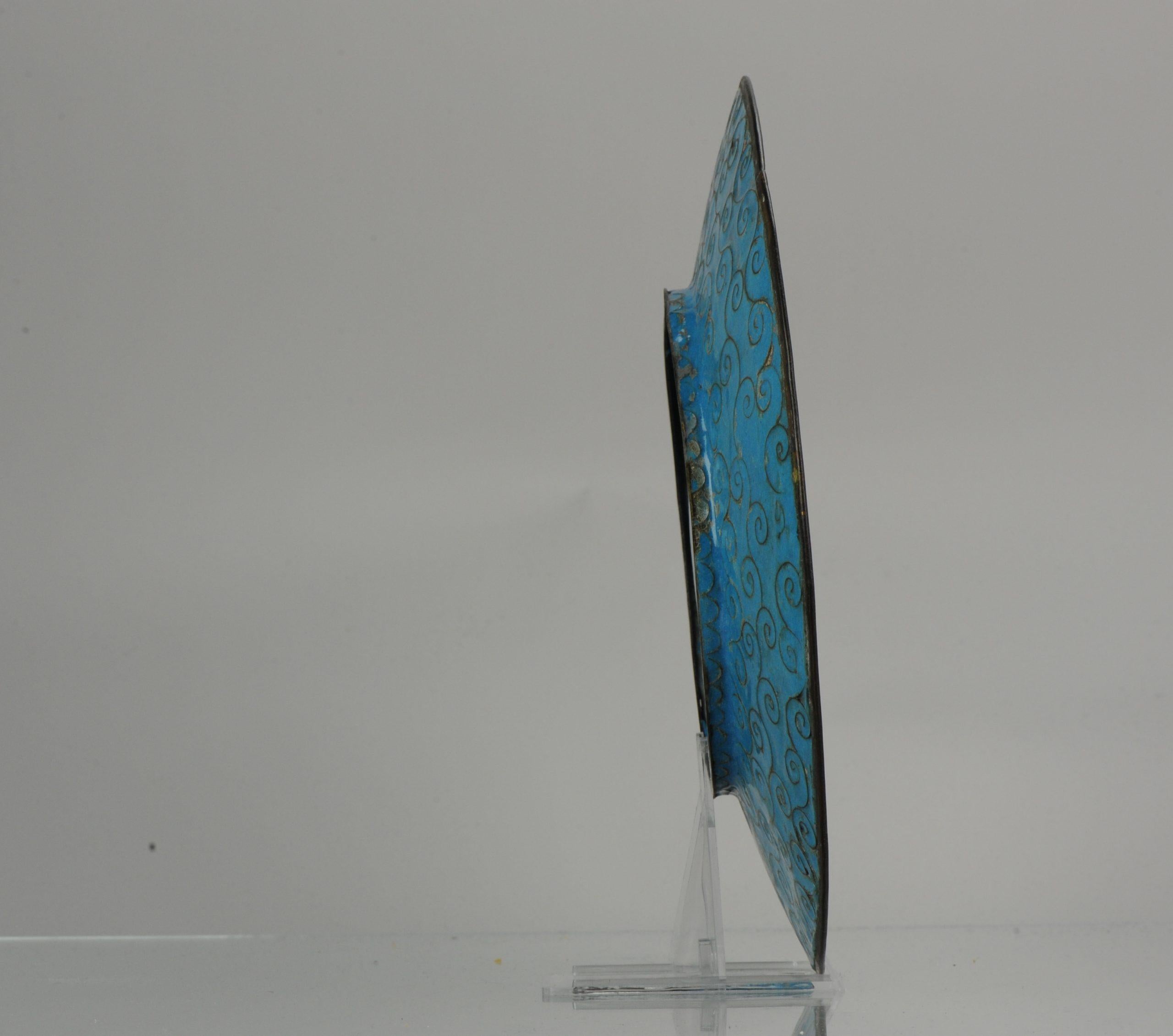 Top and Large Antique Bronze/Copper Cloisonné Dish Plate Japan 19th Century Bird 3