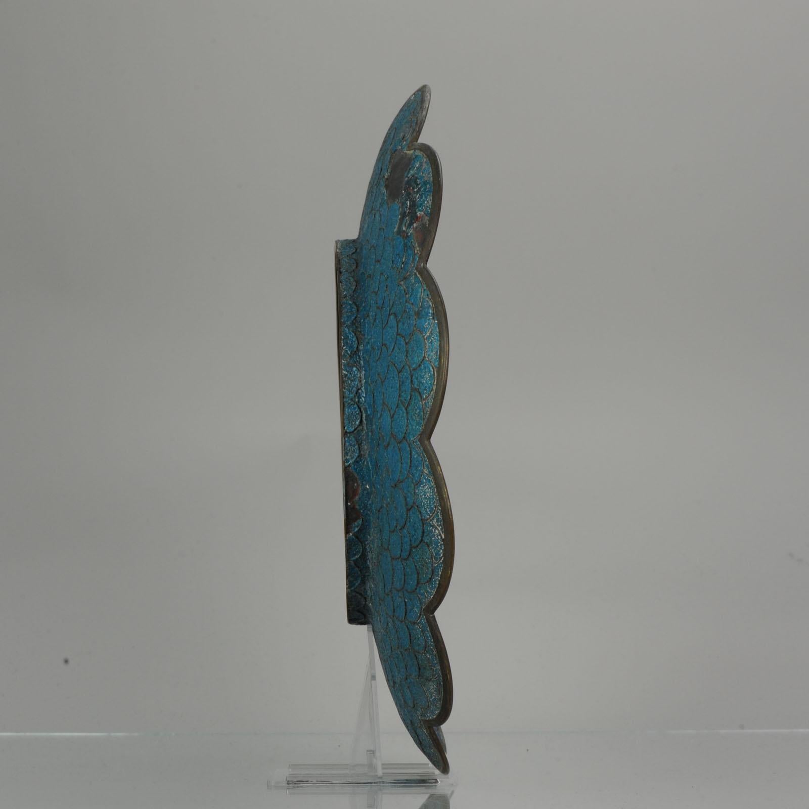 Oberteil und großer antiker Bronze/Kupfer Cloisonné-Teller Japan 19. im Angebot 4