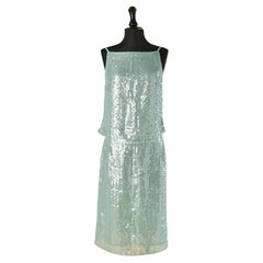 Top and skirt ensemble in pale blue sequin Circa 1960's