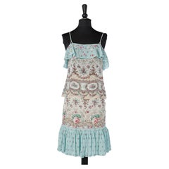 Top and skirt ensemble in printed chiffon with ruffles and embroidery Blumarine 