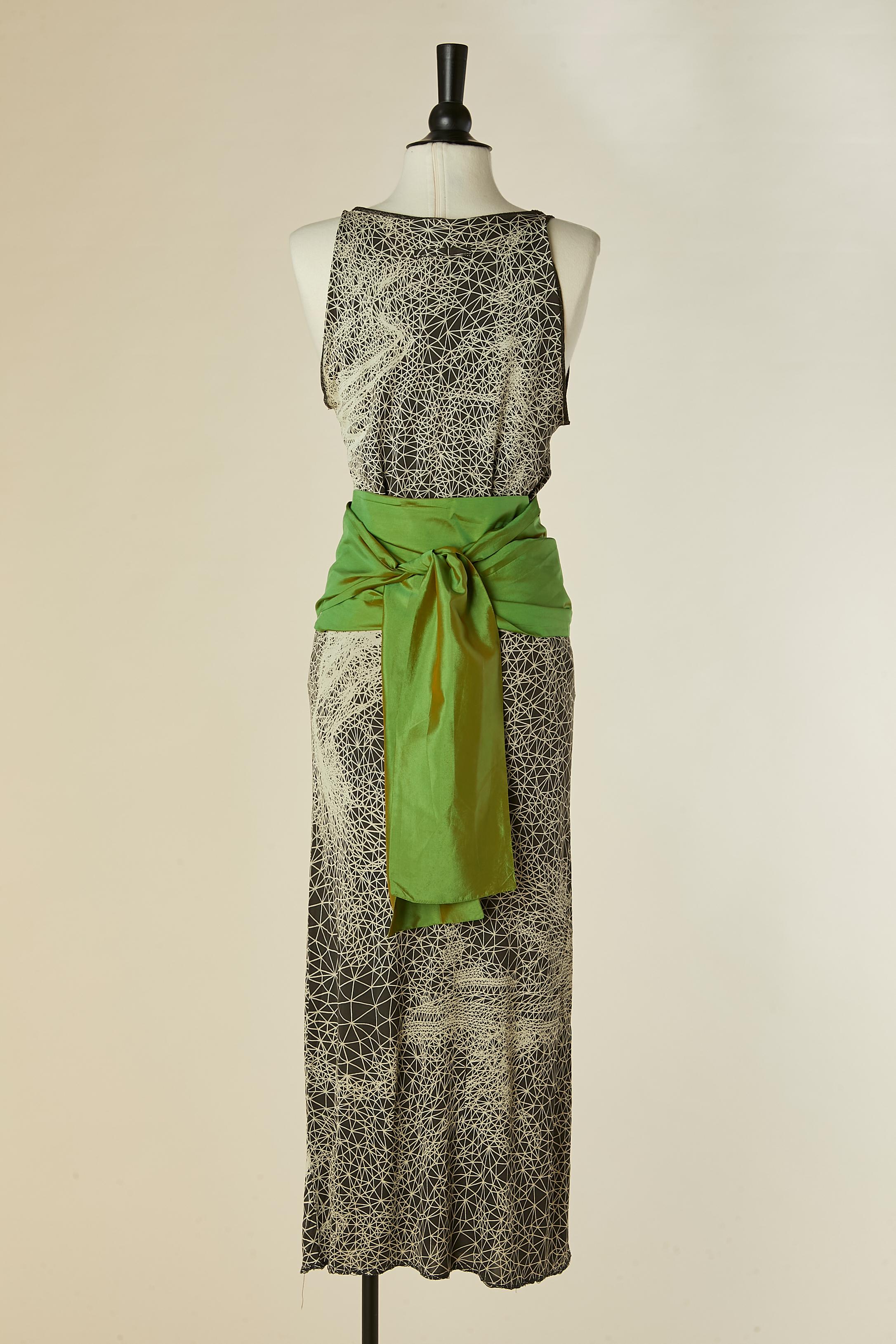 Ensemble top et jupe à imprimé abstrait et vert  ceinture JEAN-PAUL GAULTIER Pour femmes en vente