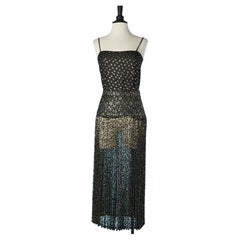 Top and skirt in chiffon and pleated gold lurex lace skirt Kenzo City 