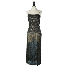 Top and skirt in chiffon and pleated gold lurex lace skirt Kenzo City