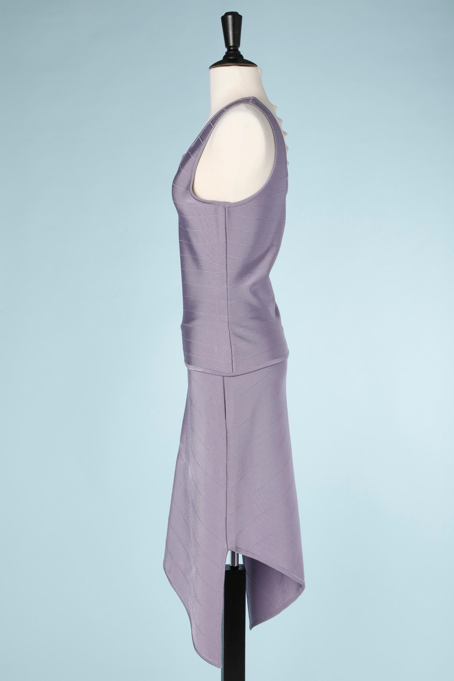 Gray Top and skirt in lilac strech jersey Herve Léger  For Sale