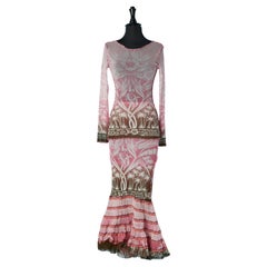Vintage Top and skirt in nylon with Tahiti print inspiration Jean-Paul Gaultier Maille 