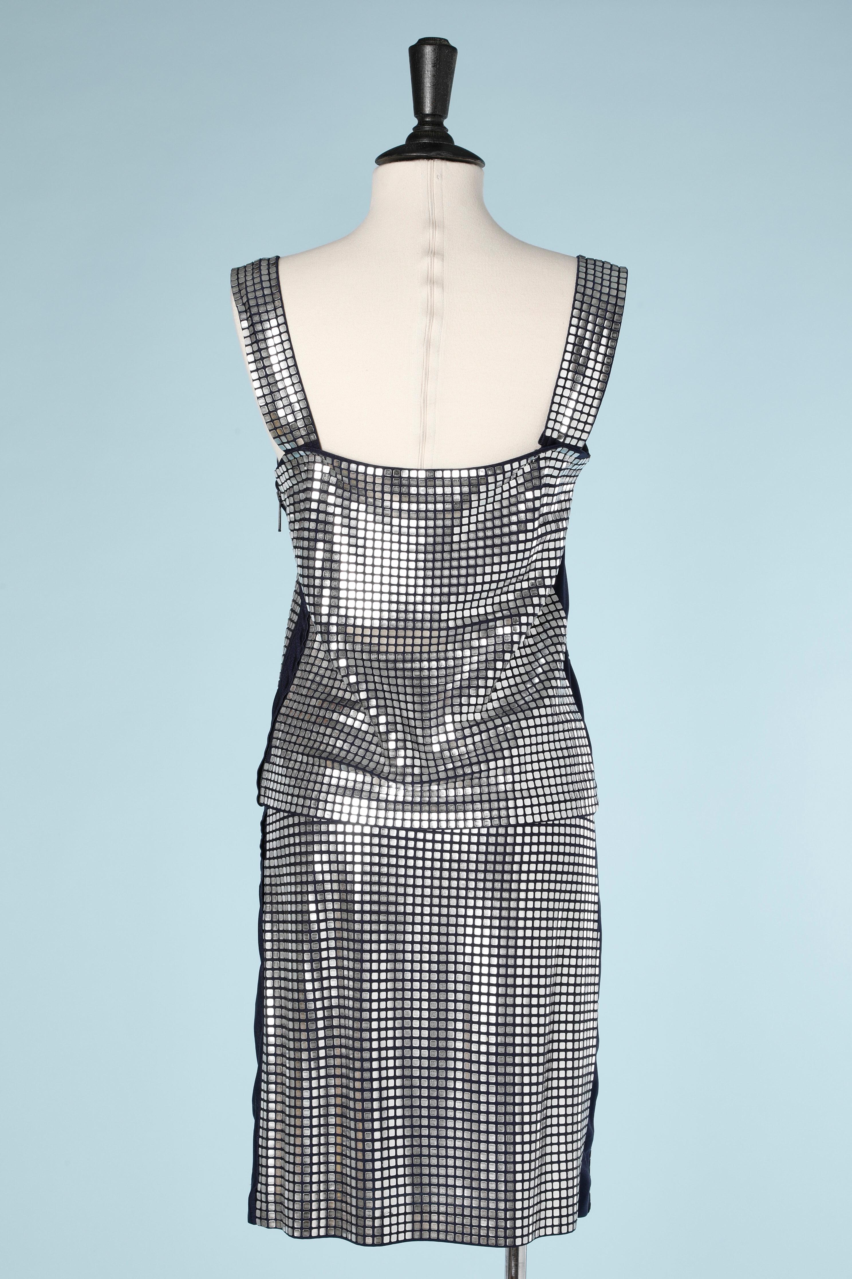 Gray Top and skirt metallic pattern 70's Paco Rabanne  For Sale