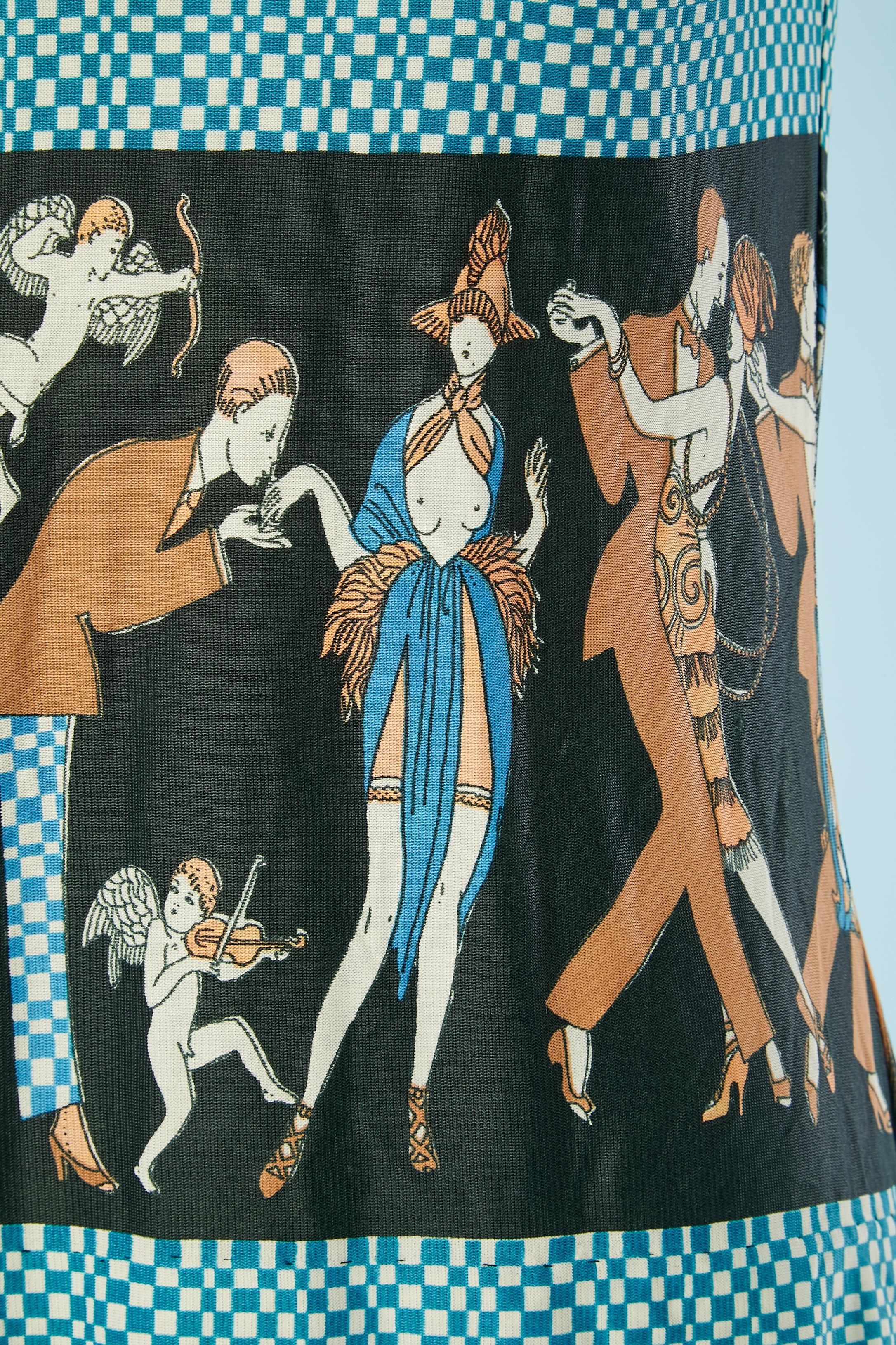 Top and trouser jersey ensemble with print inspired from 1920's characters  In Excellent Condition For Sale In Saint-Ouen-Sur-Seine, FR