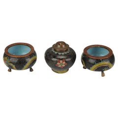 Top Antike Bronze Cloisonné Salzkeller Stative China, 19. oder Anfang 20.