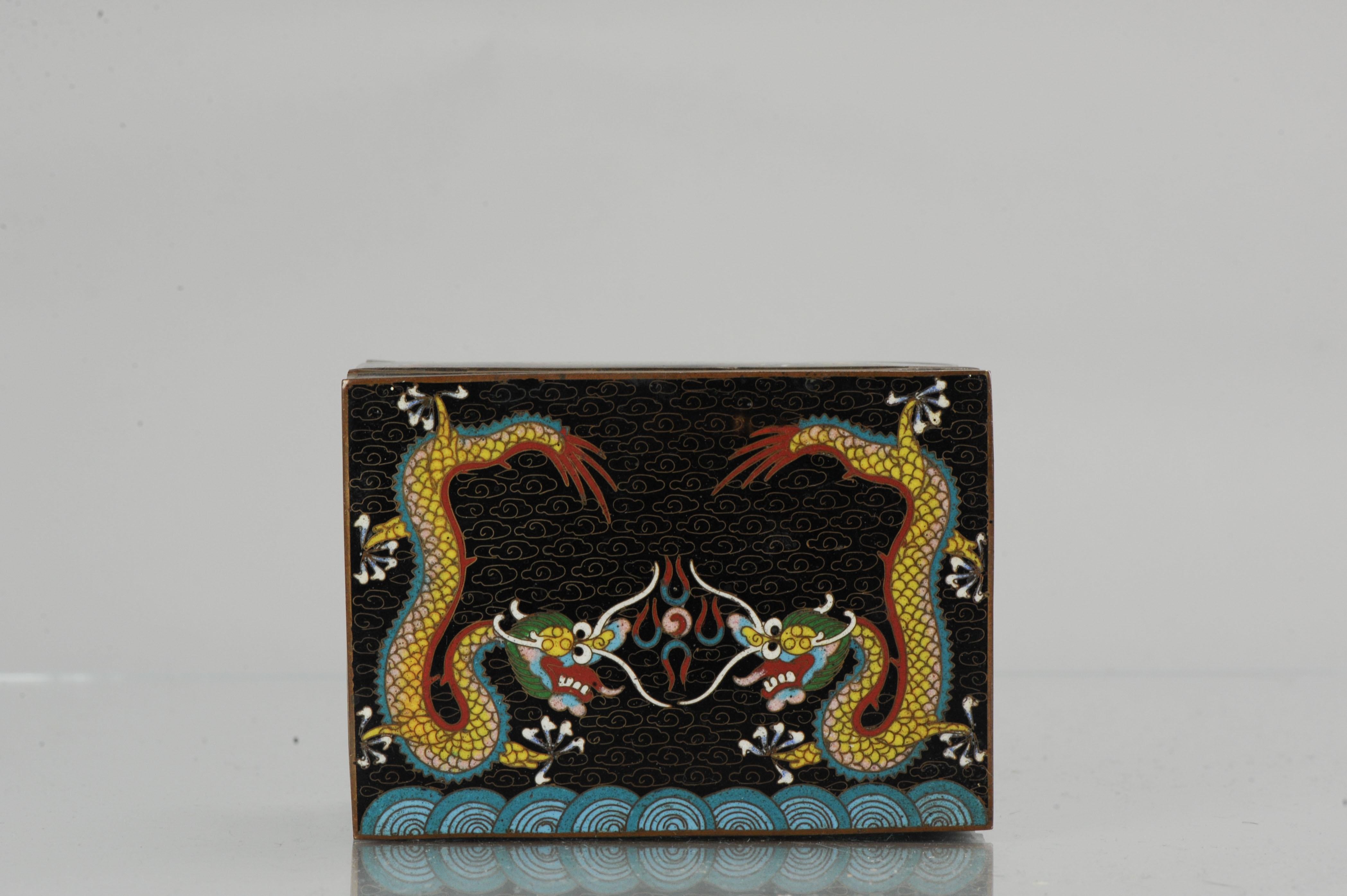 Nice Quality with superb decoration.

Additional information:
Material: Bronze / Copper 
Region of Origin: Japan
Period: 19th century Meiji Periode (1867-1912)
Condition: Some small age signs like scratches and missing enamel.
Dimension: 12 W x 7 D