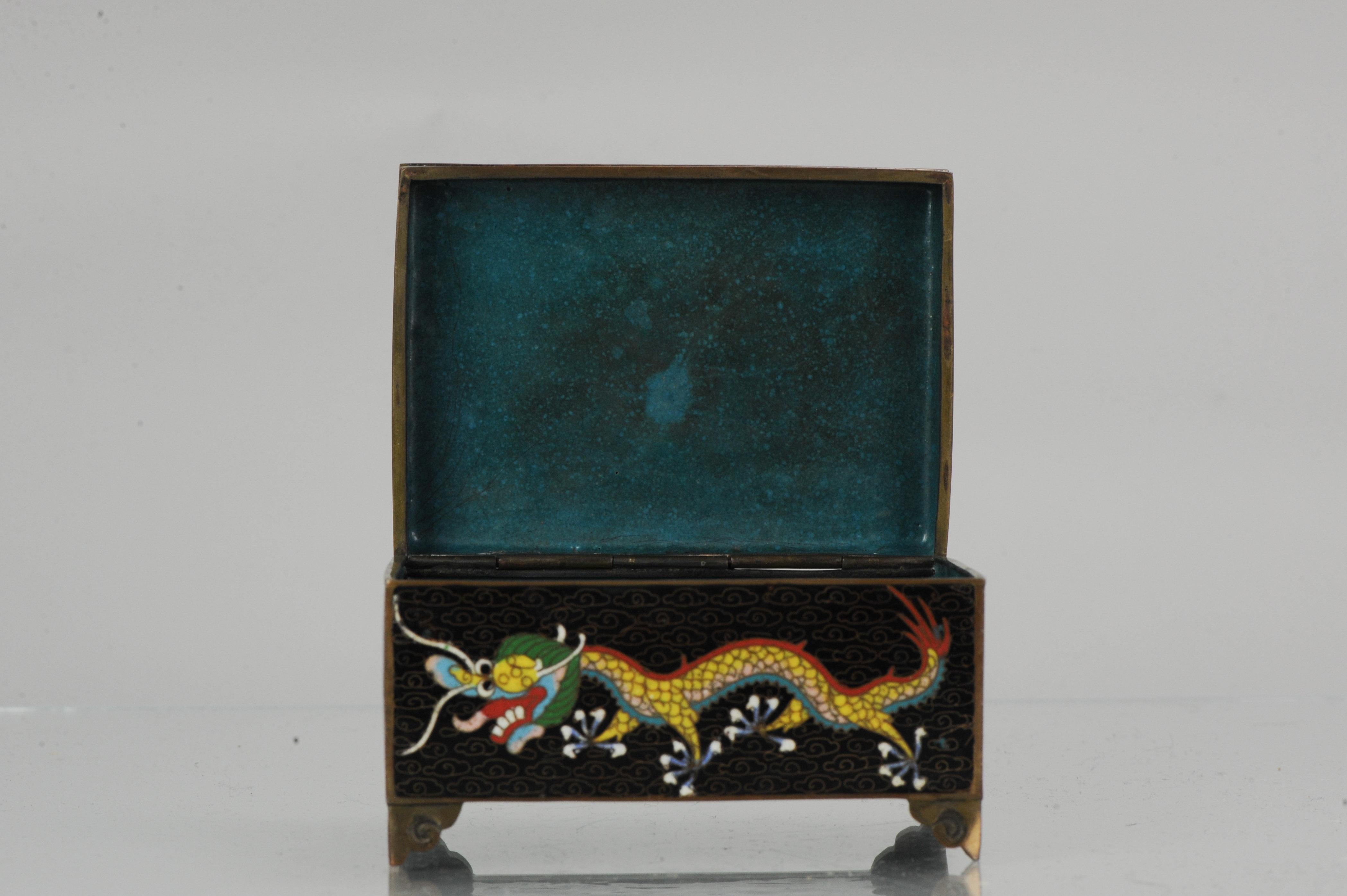 Japanese Top Antique Bronze / Copper Cloisonné Dragon Box China, 19th Century For Sale