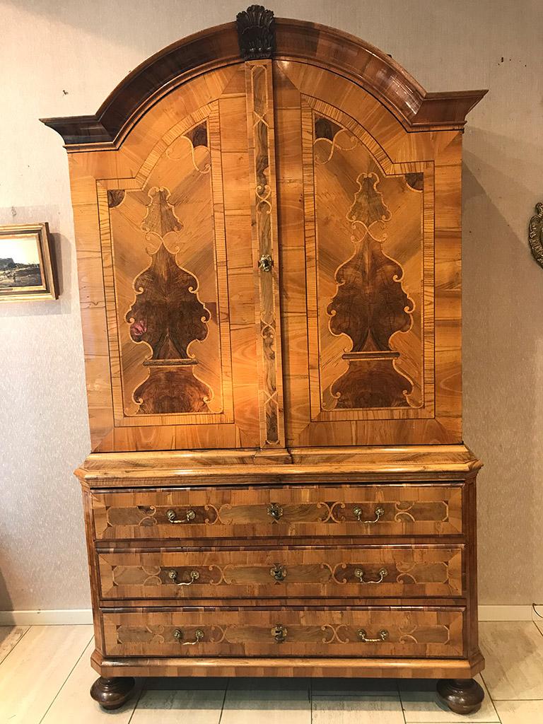 Brass Top Cabinet in Walnut and Other Woods, Germany For Sale