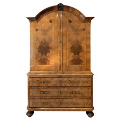 Antique Top Cabinet in Walnut and Other Woods, Germany