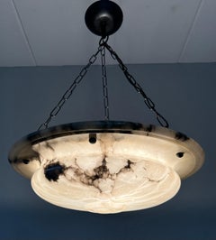 Top Class & Timless Design White & Black Alabaster Pendant Light Diameter 19.3Ø"