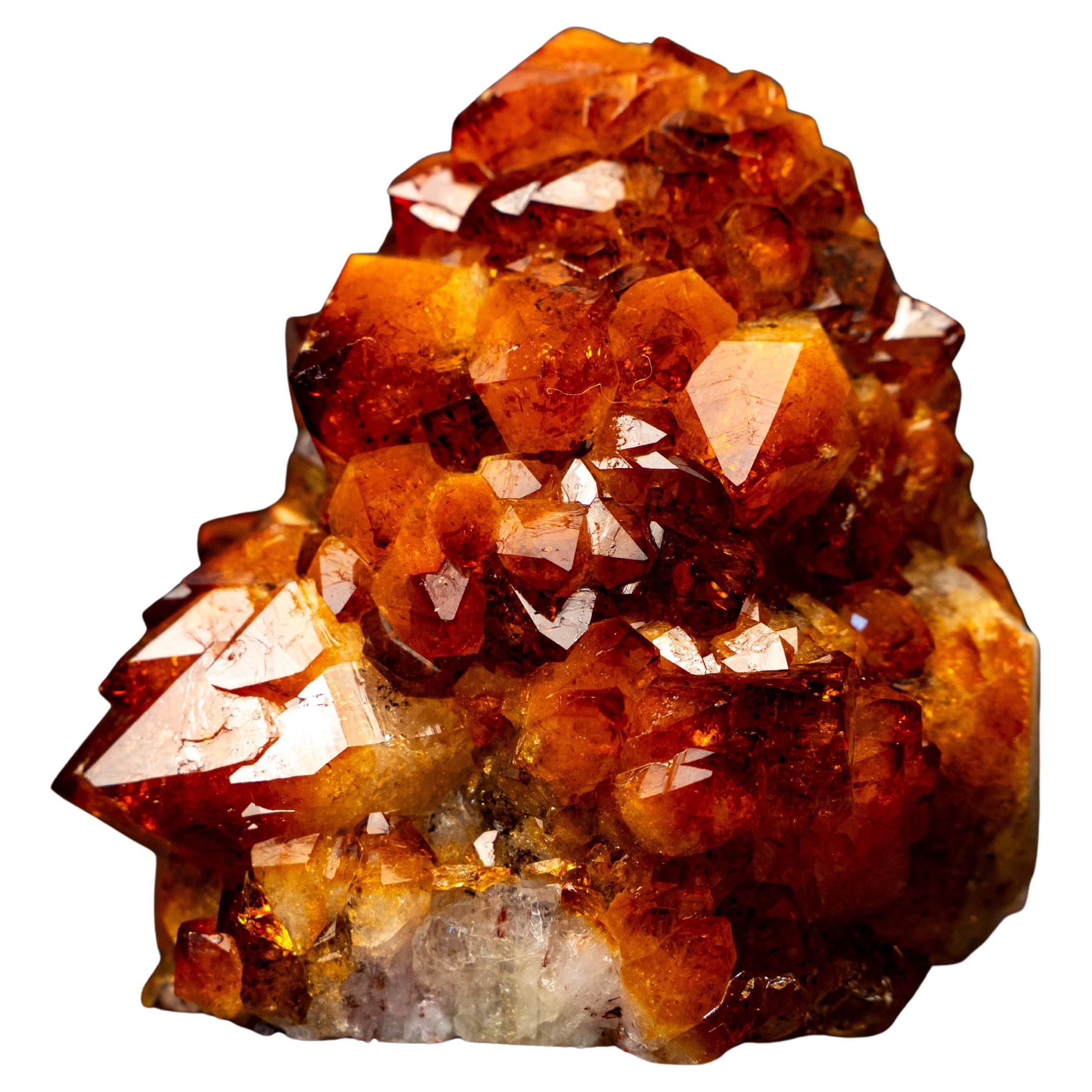 Top-Color Madeira Citrine Geode Cluster with Deep Orange Druzy