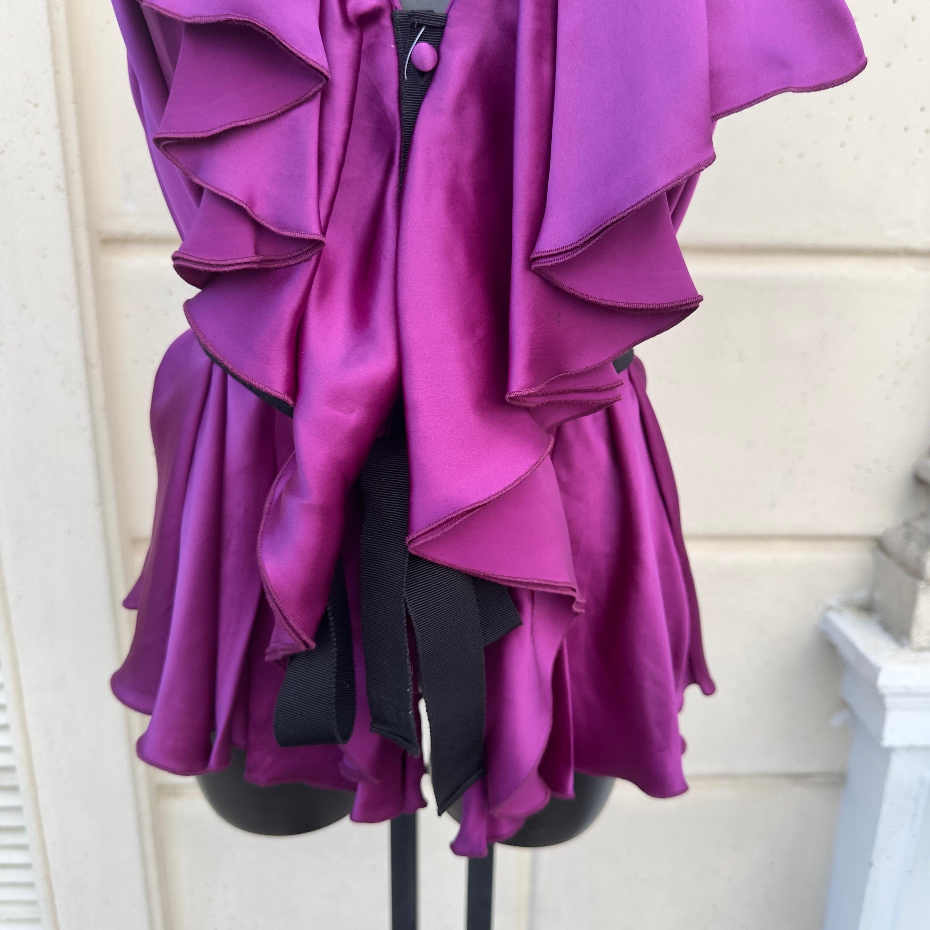 Purple Top con volant Gianfranco Ferre’ nuovo con cartellino