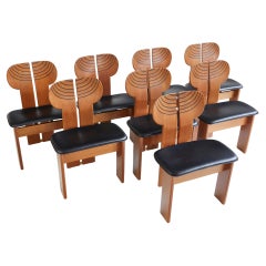 Top Condition set of 8 "Africa" chairs by Afra and Tobia Scarpa, Maxalto Italy.