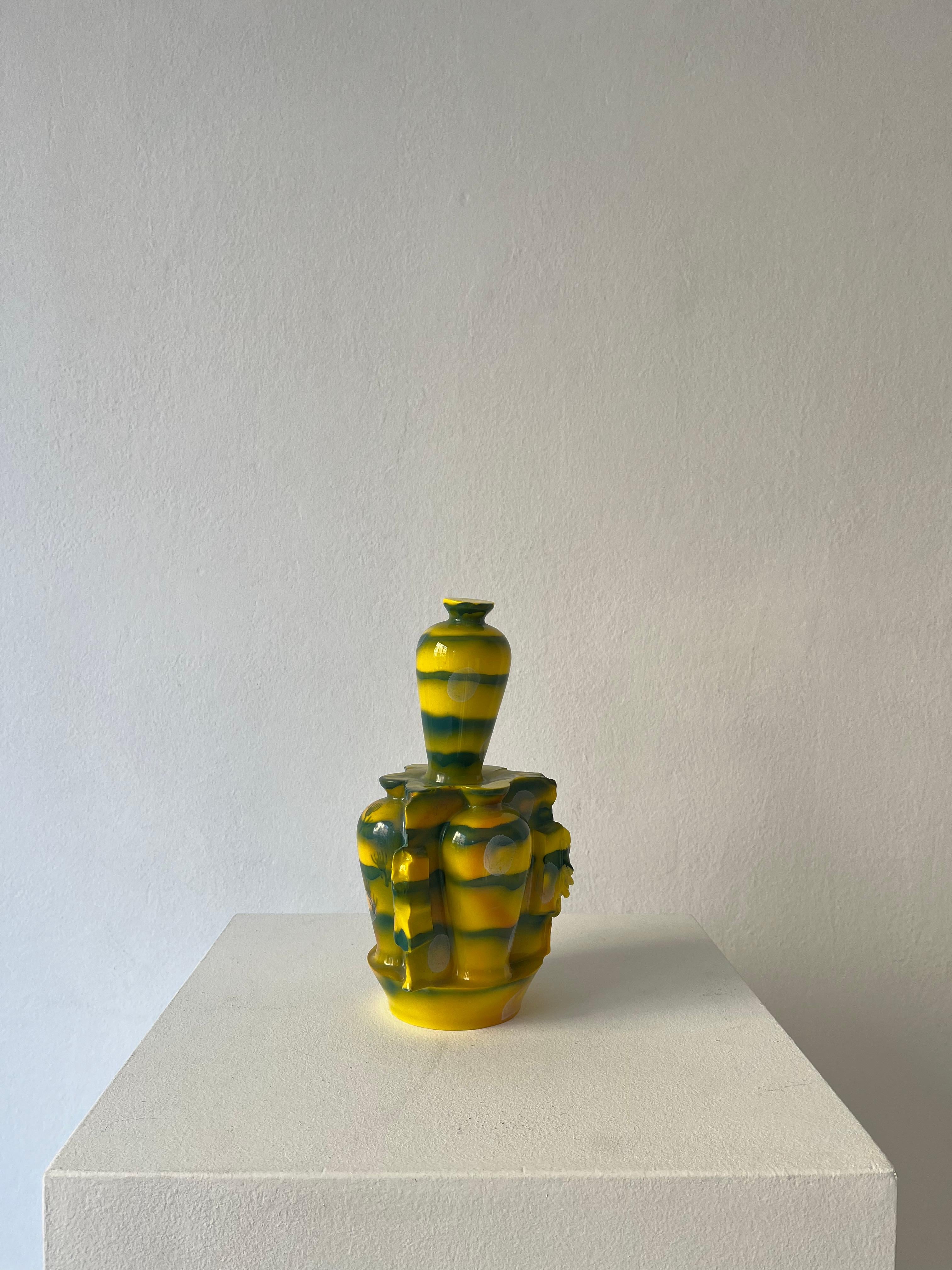 Dekorierte Vase „Top“ aus emailliertem Porzellan, einzigartiges Stück im Zustand „Neu“ im Angebot in Milano, IT