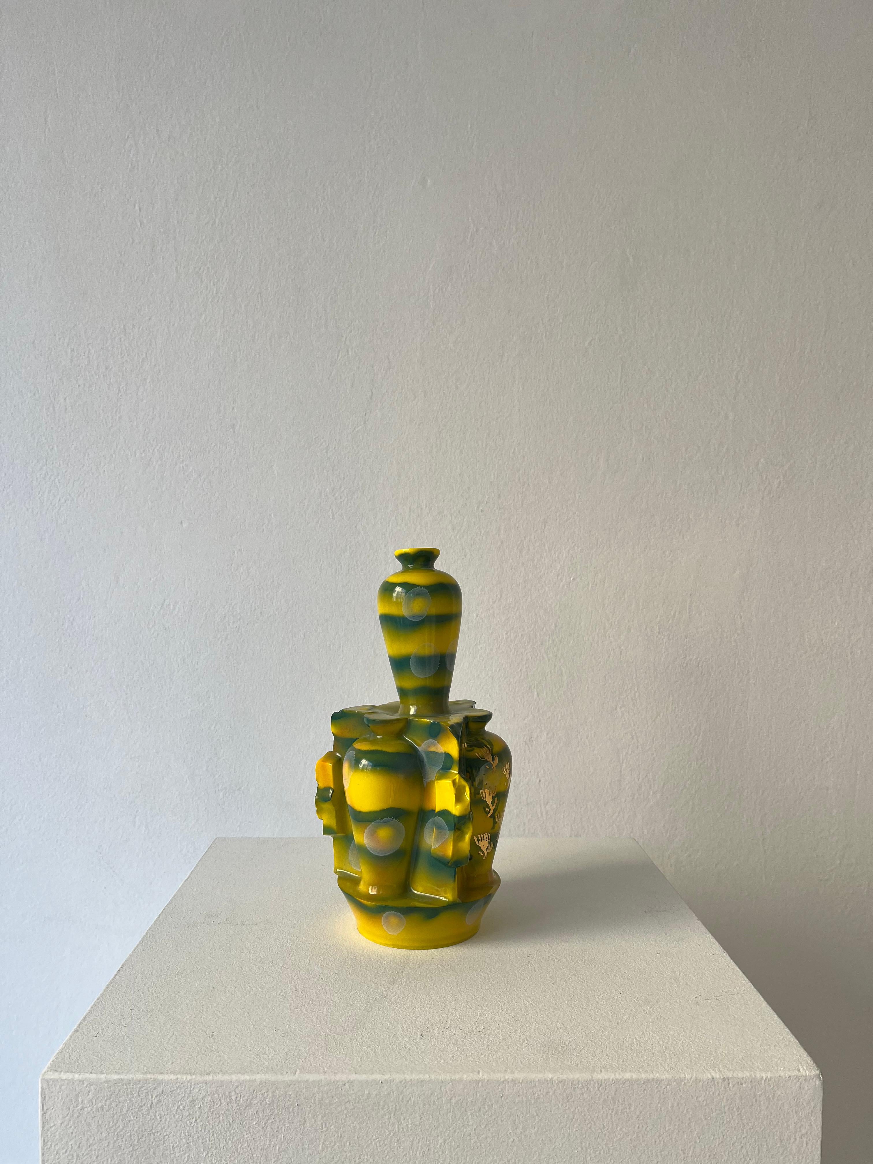 Dekorierte Vase „Top“ aus emailliertem Porzellan, einzigartiges Stück im Angebot 1