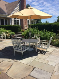 Top Drawer Round Bistro Patio Table and Four Plush Armchairs