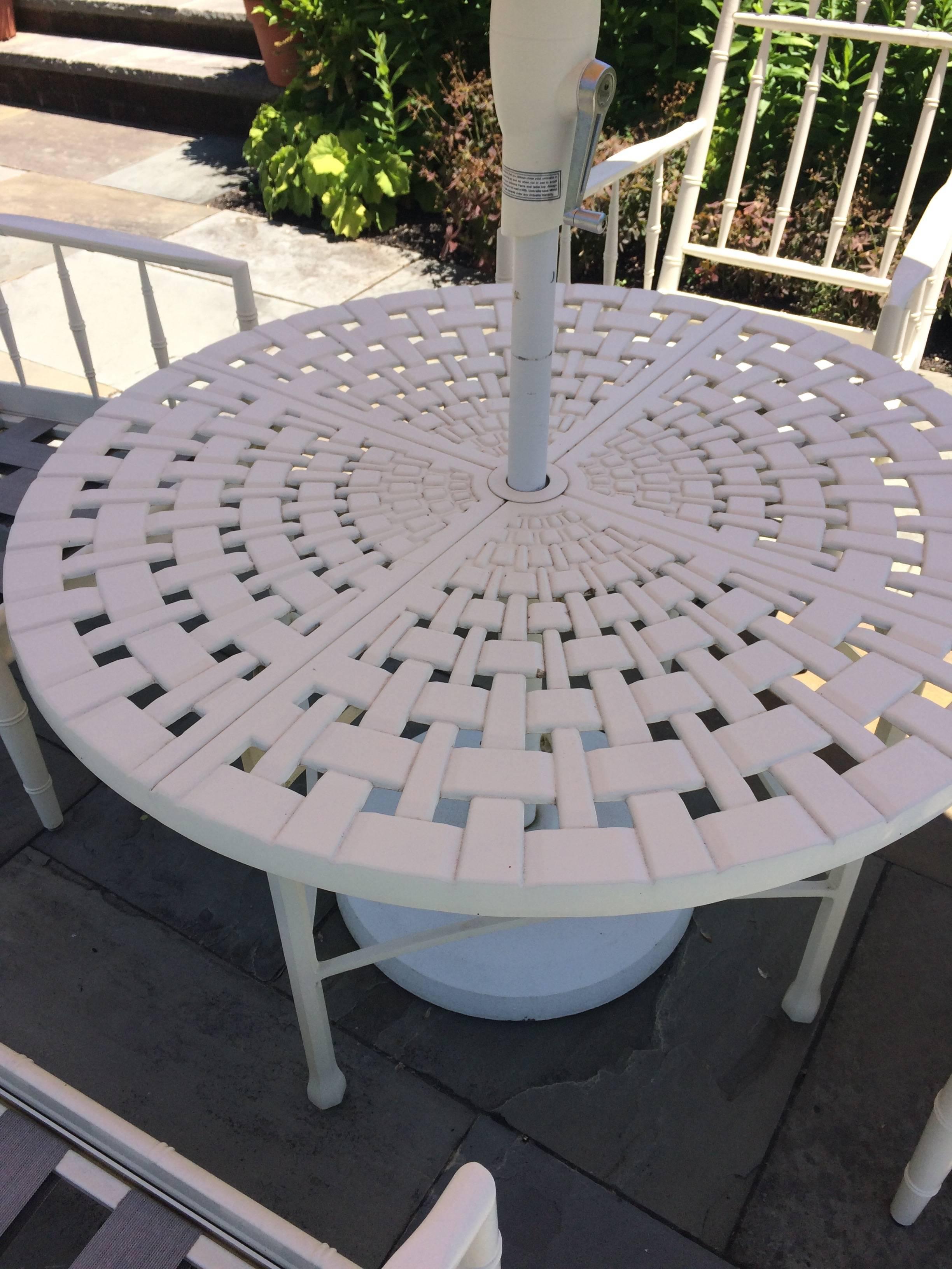 American Top Drawer Round Bistro Patio Table and Four Plush Armchairs