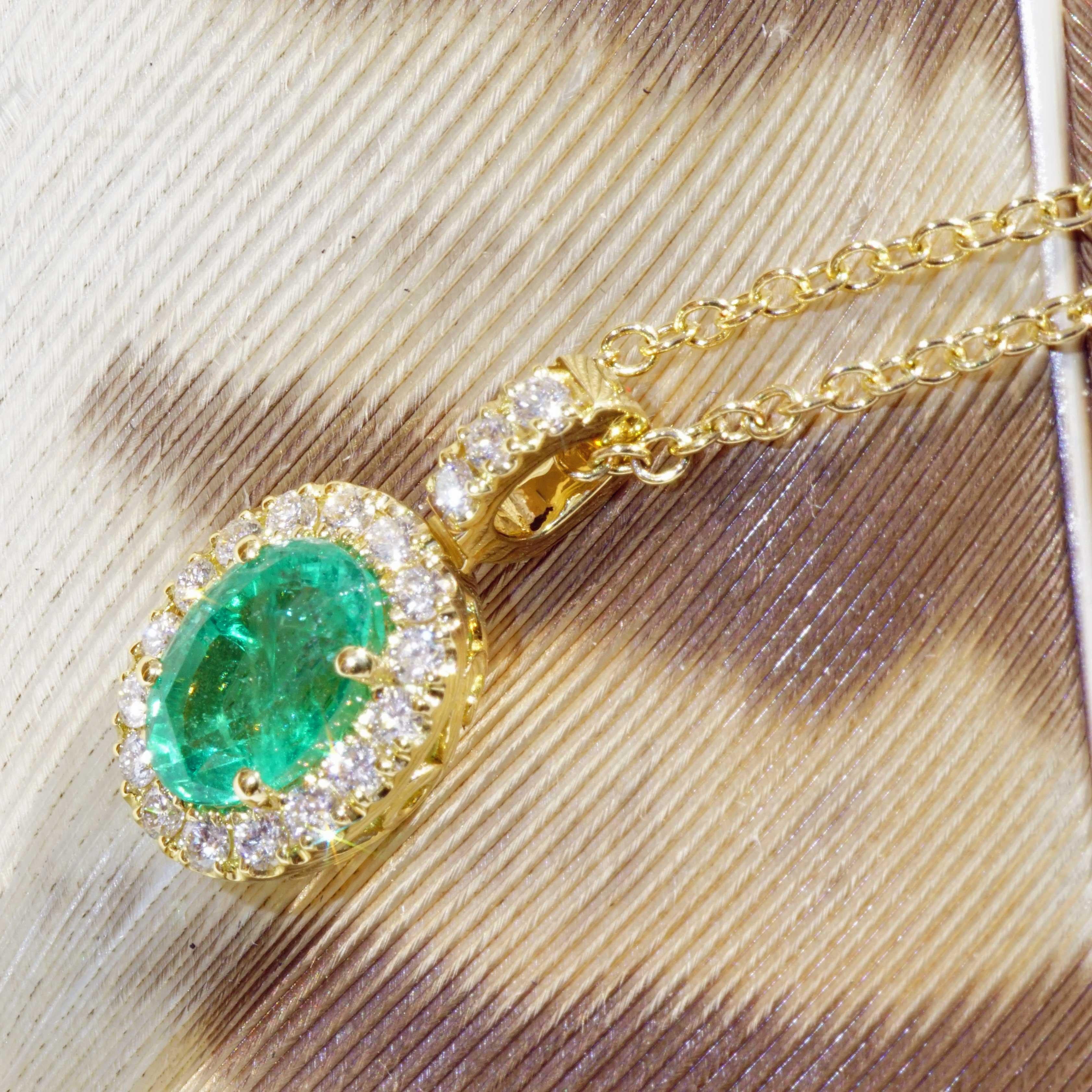 Top Emerald Brilliante Pendentif avec chaîne Or jaune 18 kt 0.90 ct AAA+ Neuf - En vente à Viena, Viena