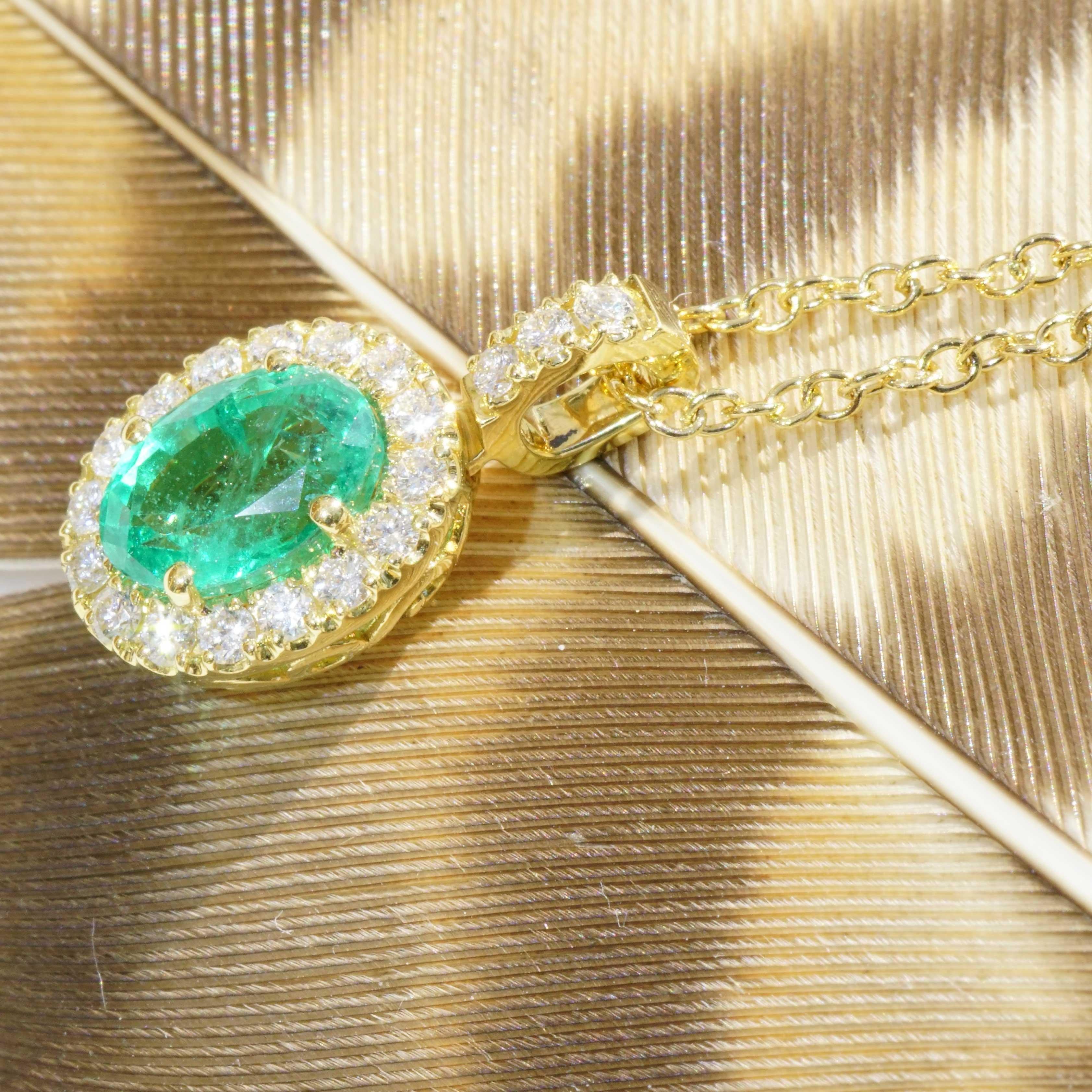 Top Emerald Brilliante Pendentif avec chaîne Or jaune 18 kt 0.90 ct AAA+ Unisexe en vente