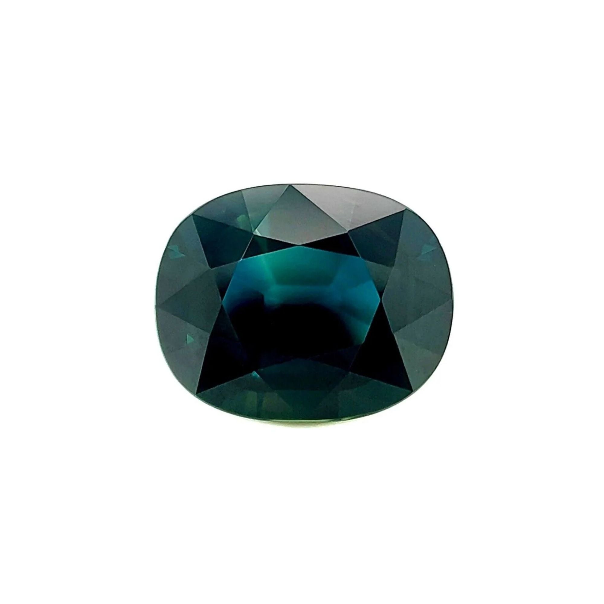 Top Grade 3.19 Carat Deep Blue Green Sapphire Rare Cushion Cut Loose Gem For Sale