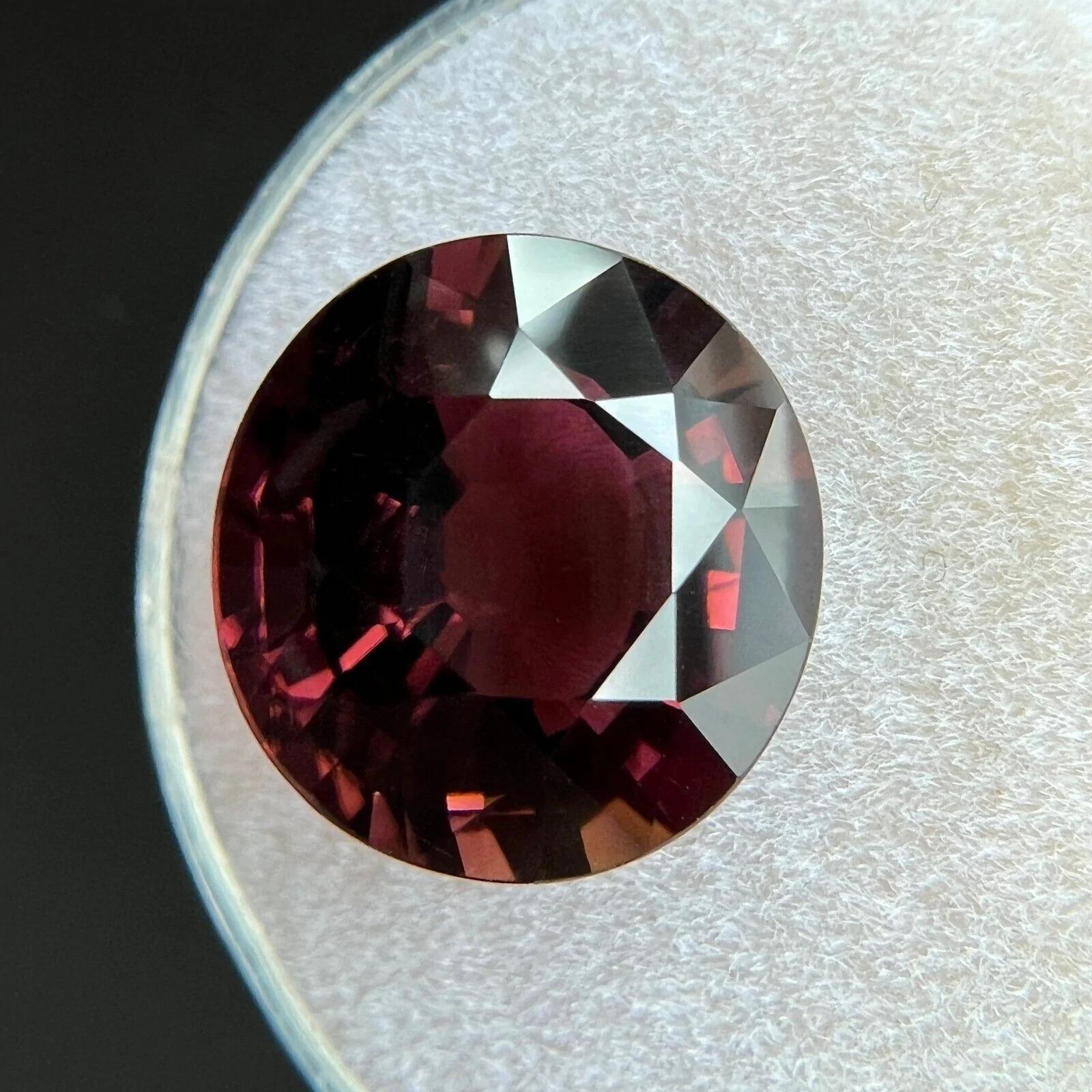 Women's or Men's Top Grade 6.64ct GIA Certified Natural Tourmaline Red Purple Untreated Round Cut For Sale