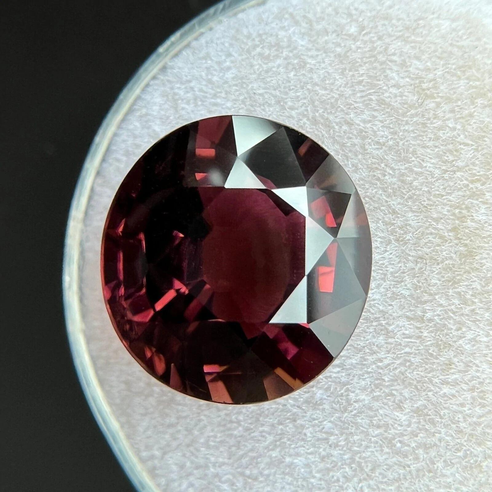 Top Grade 6.64ct GIA Certified Natural Tourmaline Red Purple Untreated Round Cut For Sale 1