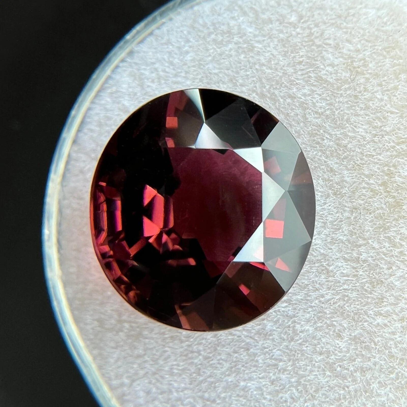 Top Grade 6.64ct GIA Certified Natural Tourmaline Red Purple Untreated Round Cut For Sale 2