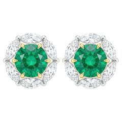 Pendientes de esmeralda y diamantes de primera calidad de GROMOV  Certificado GRS