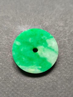 Top Grade Natural Icy Type Imperial Green Halo Donut Jadeite Jade Loose Stone