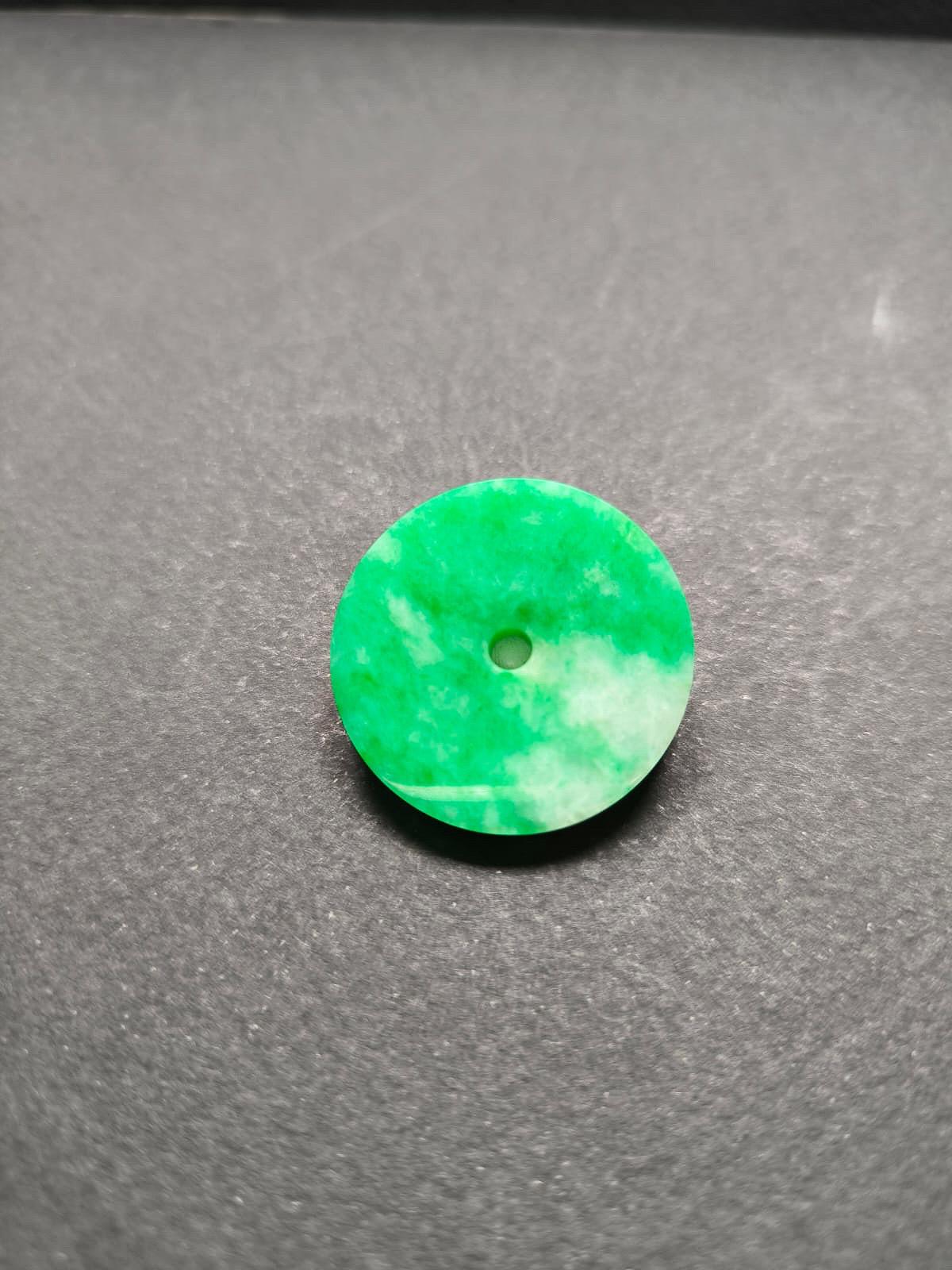 Women's or Men's Top Grade Natural Icy Type Imperial Green Halo Donut Jadeite Jade Loose Stone For Sale