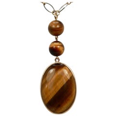 Halskette mit Tigerauge aus 14 Karat Gold und weißem Gelbgold, einzigartige Kette