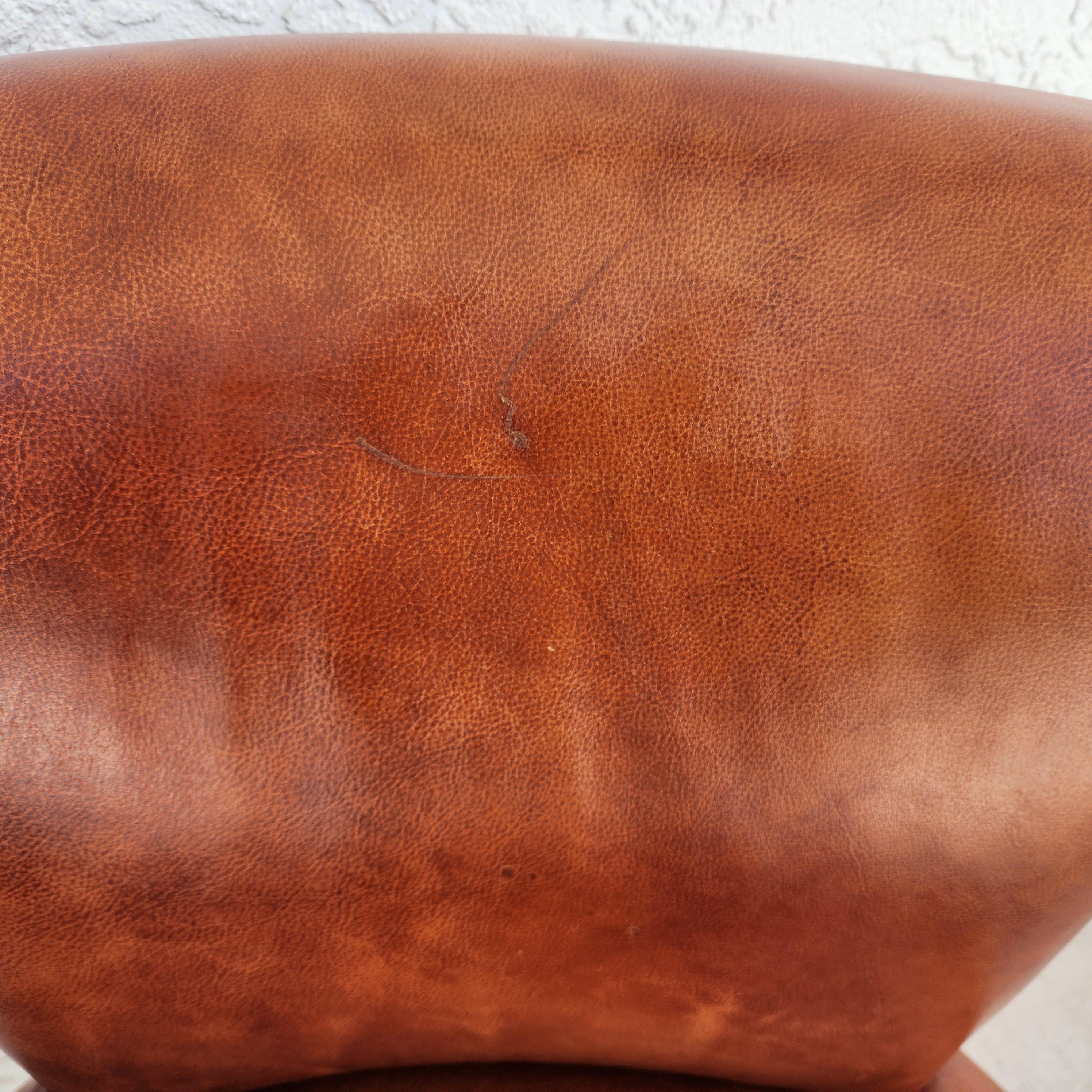 Top Grain Leather Swivel Counter Stools Pair For Sale 15