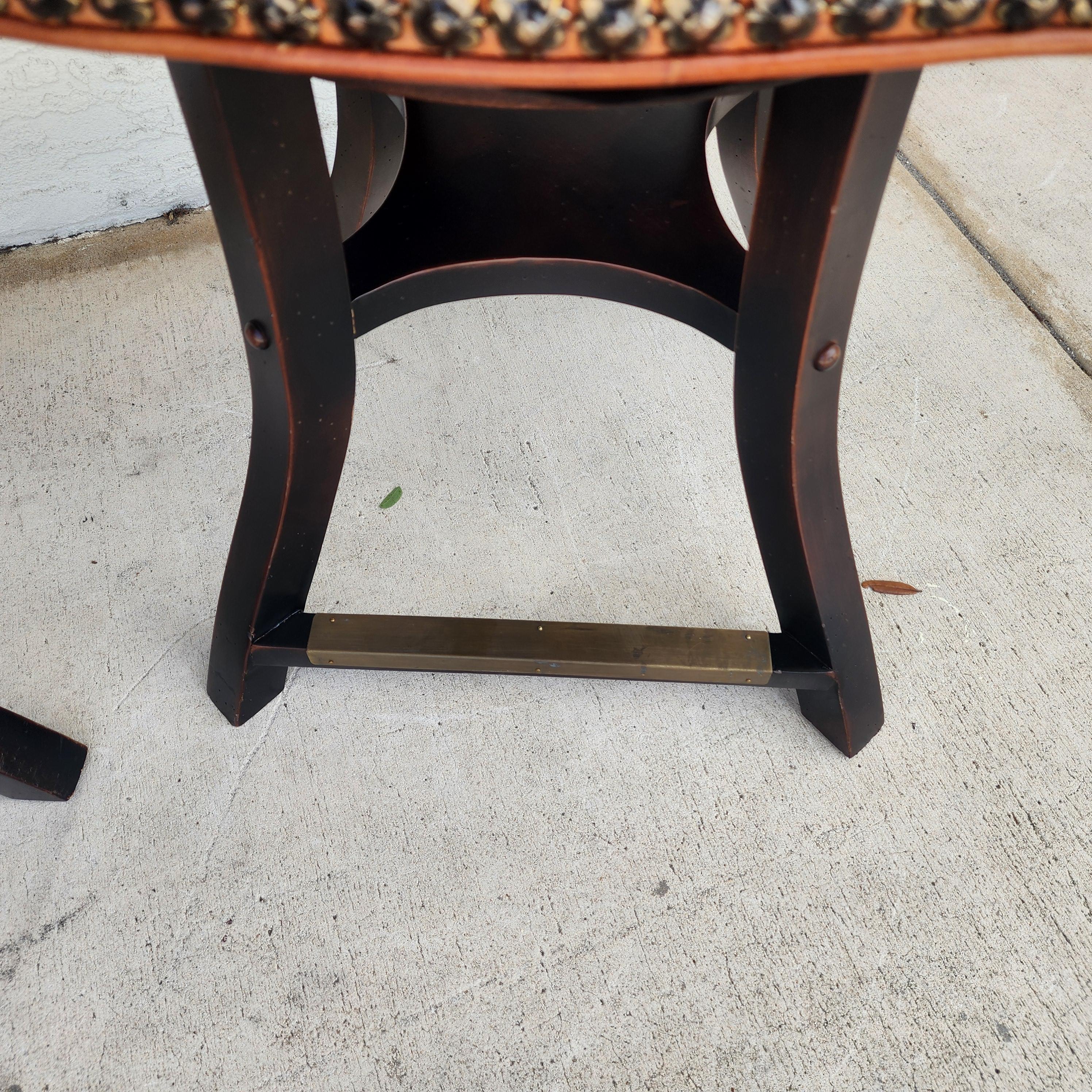 Top Grain Leather Swivel Counter Stools Pair For Sale 2
