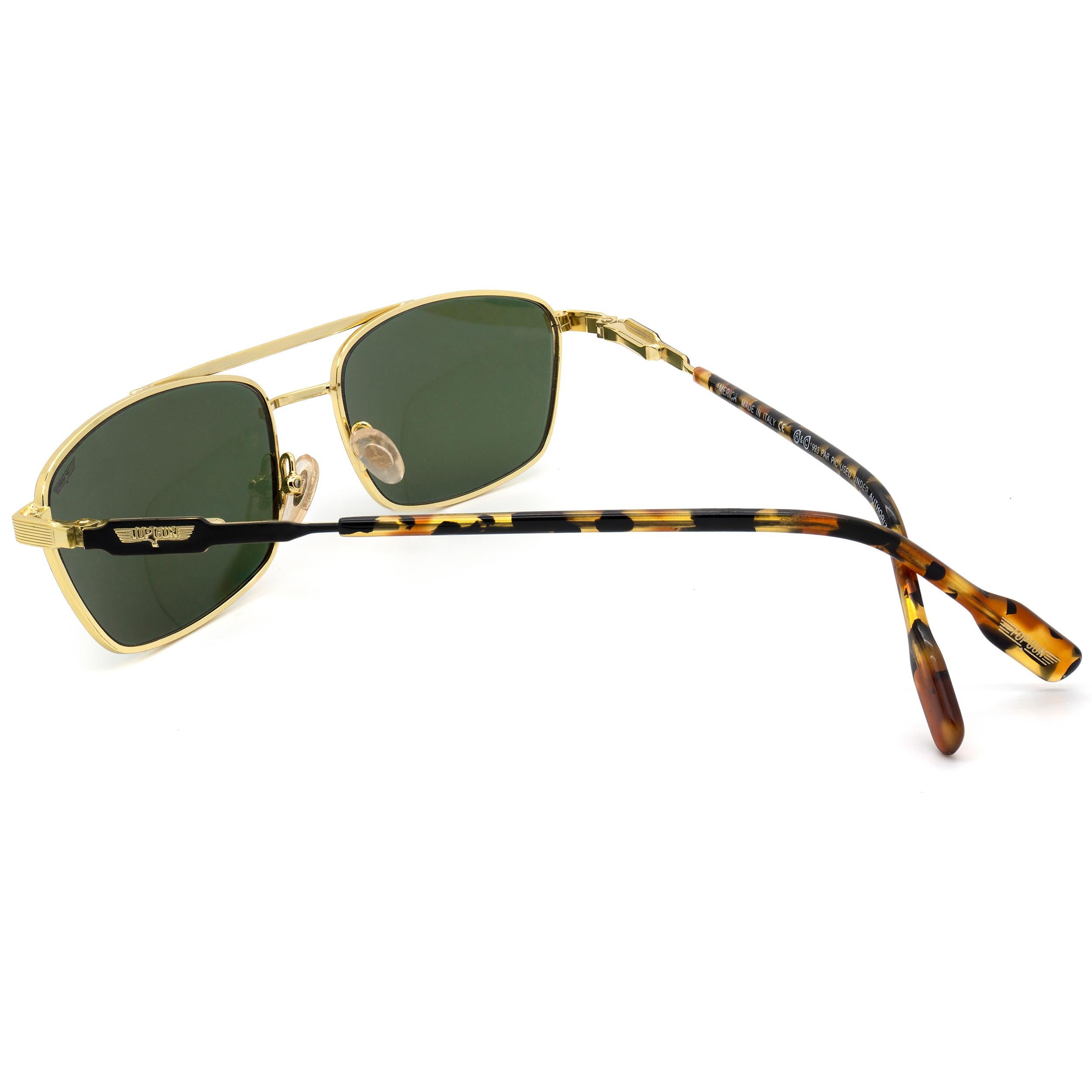 Black Top Gun aviator vintage sunglasses, Italy 90s For Sale