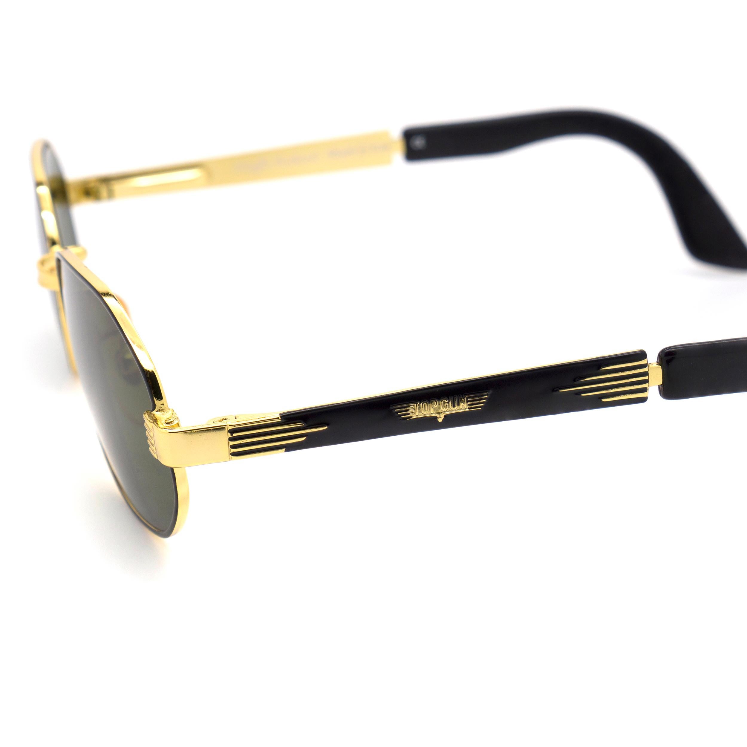 Sechseckige Vintage-Sonnenbrille Top Gun, ITALY 90er Jahre (Schwarz) im Angebot