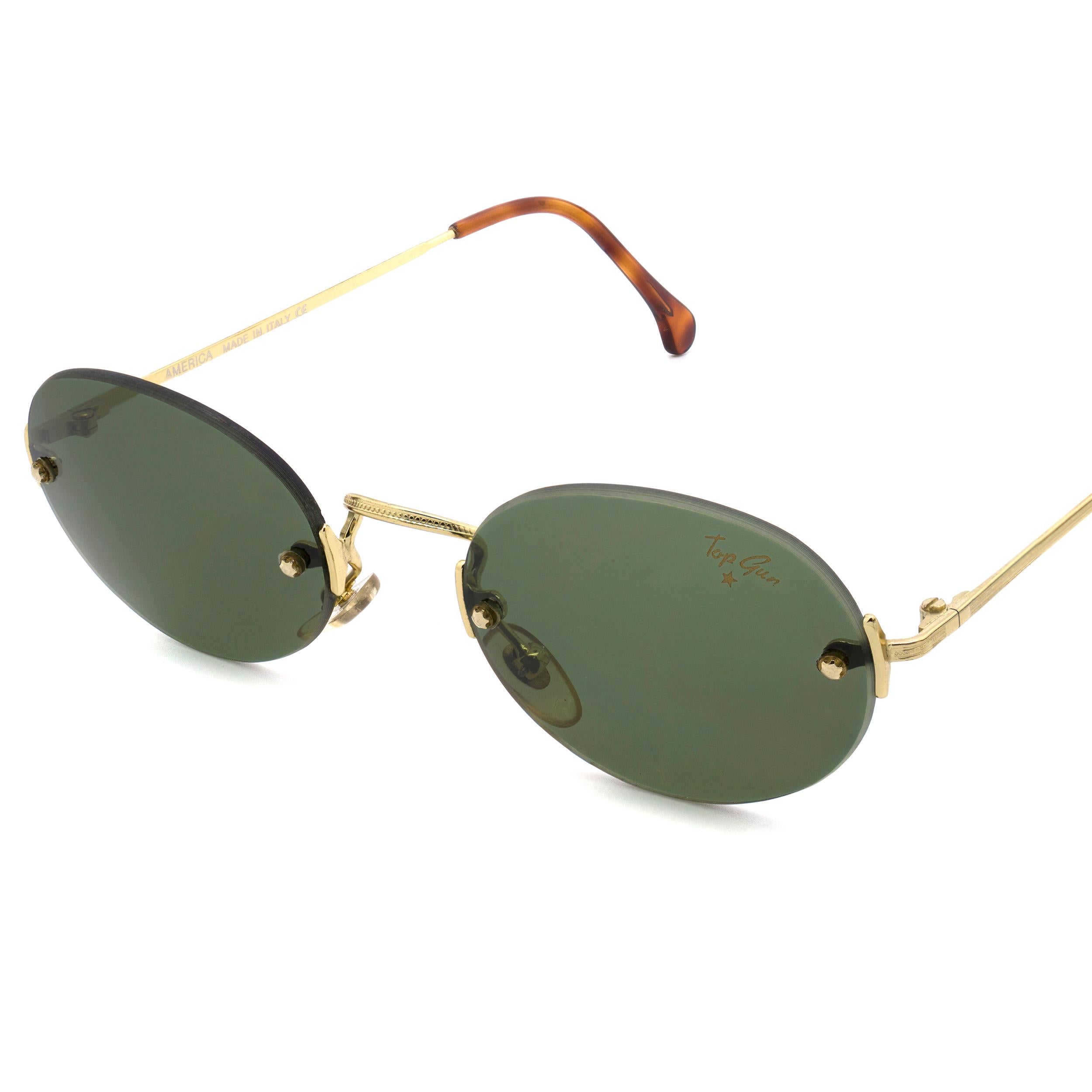 Top Gun oval rimless vintage sunglasses, Italy 90s In New Condition For Sale In Santa Clarita, CA