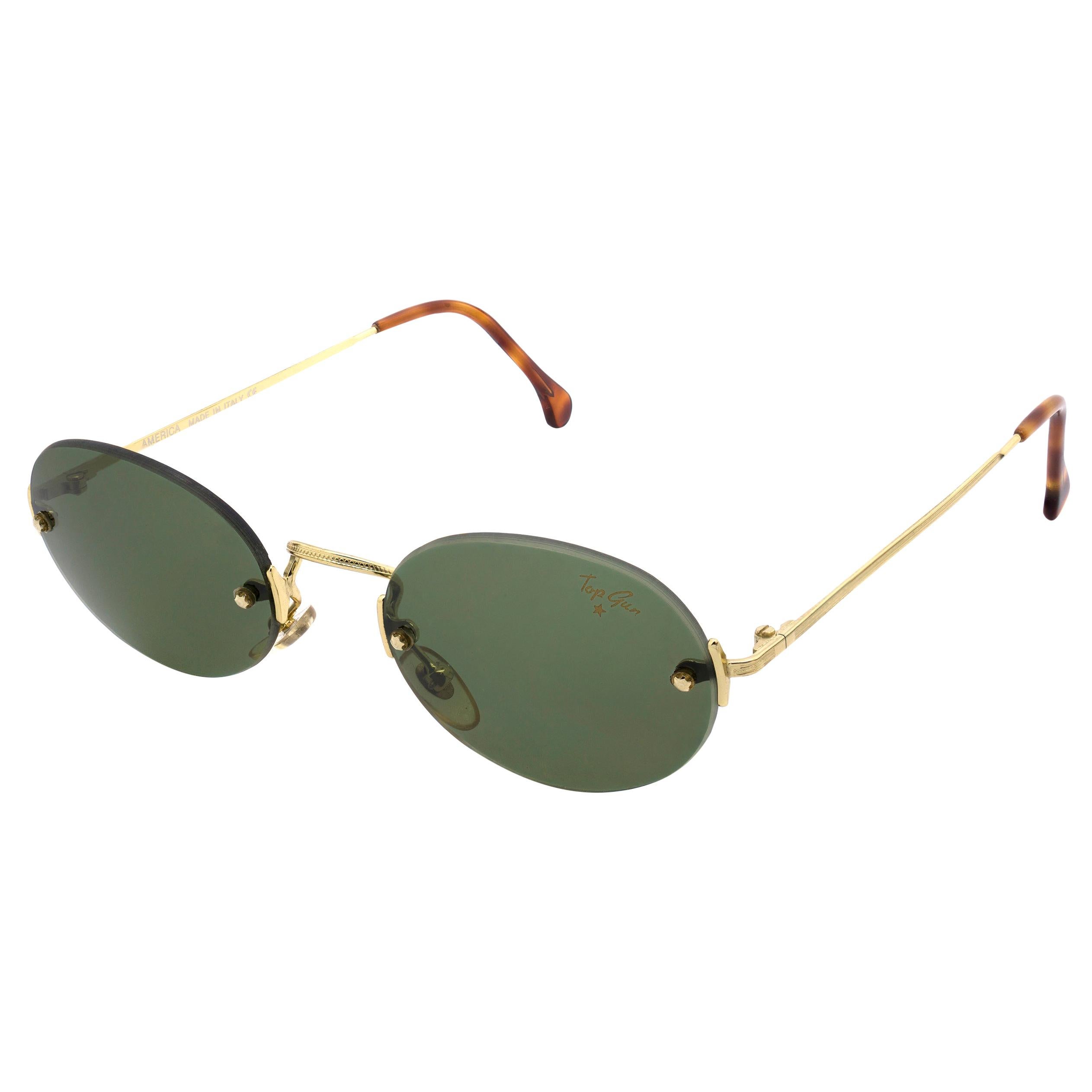 Top Gun oval rimless vintage sunglasses, Italy 90s For Sale