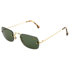 Top Gun® rectangular rimless vintage sunglasses, Italy 90s