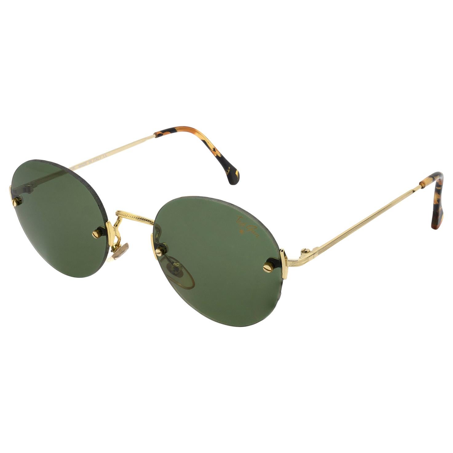 Top Gun round rimless vintage sunglasses, Italy 90s For Sale