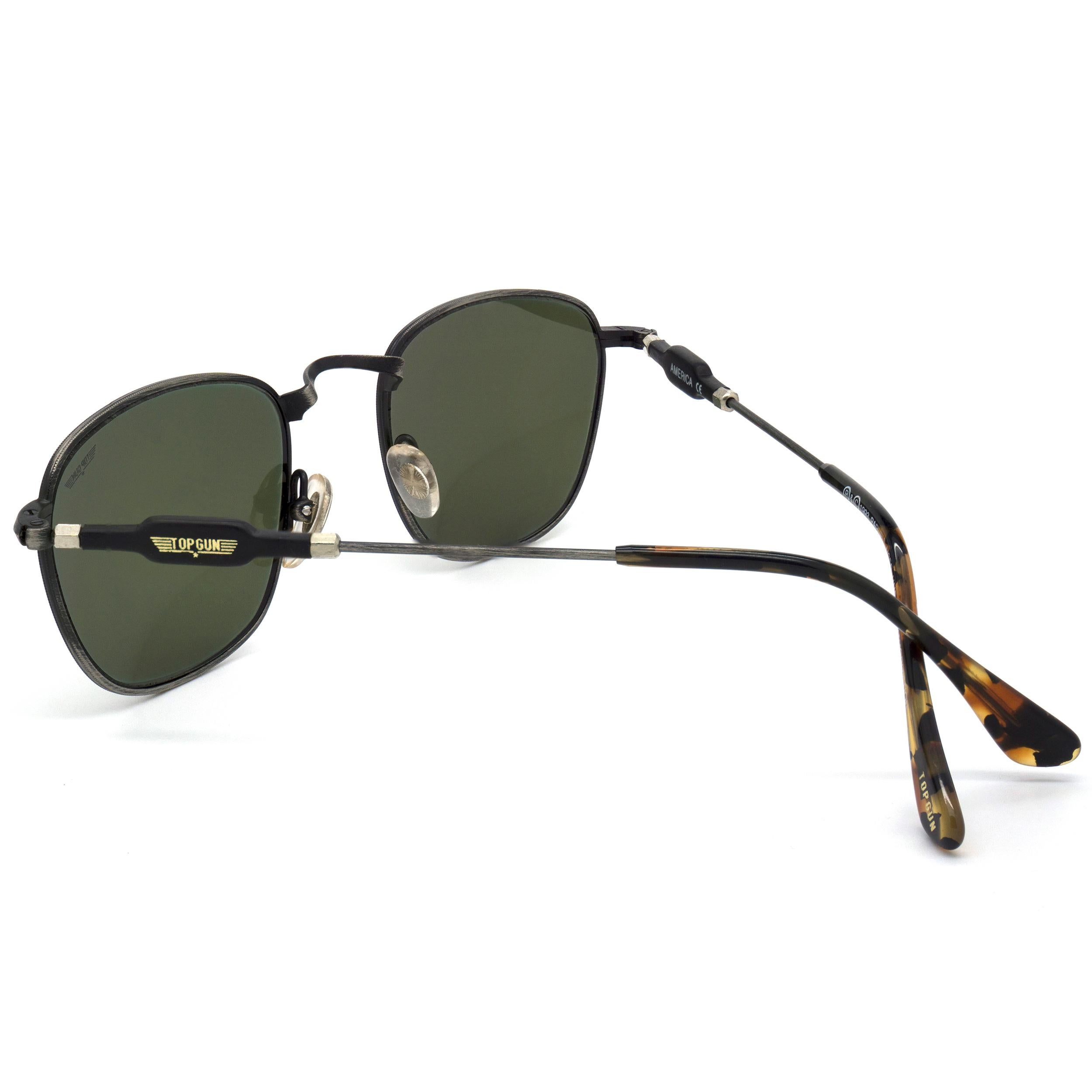 Black Top Gun square vintage sunglasses, Italy 90s For Sale