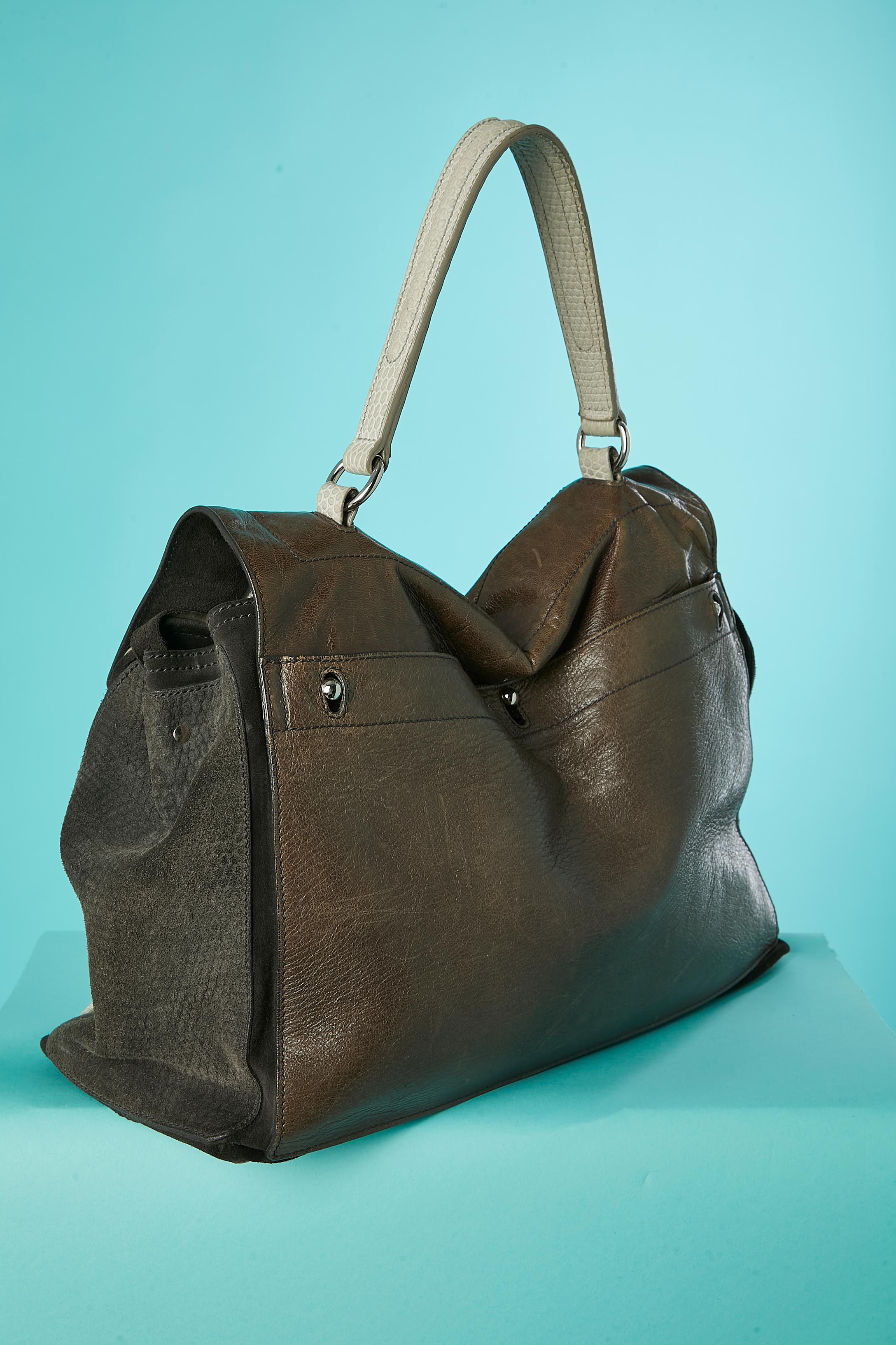 Gray Top handle bag MUSE in leather and suede Yves Saint Laurent Rive Gauche For Sale