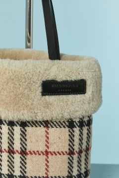 Top handle bag with wool tartan and shearling Burberry London