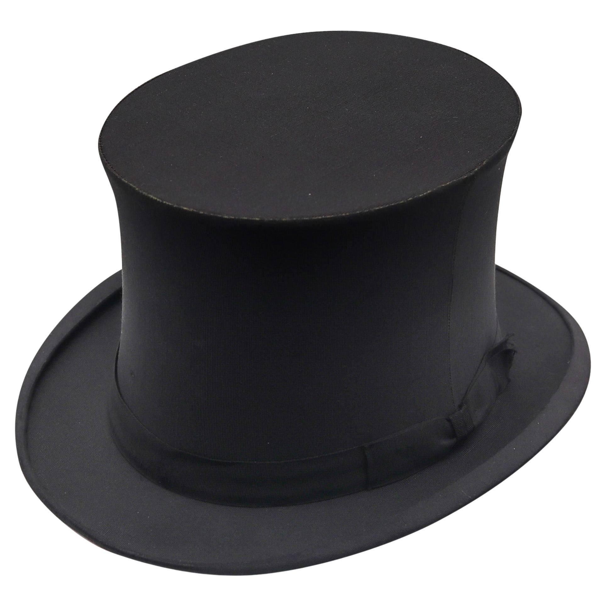 TOP-HAT 1920 Antiguo Sombrero Deco En Seda Con Por Los Hermanos Brooks En Caja Redonda en venta