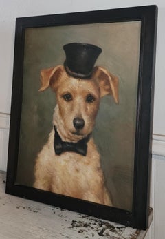 Top Hat Terrier Oil Painting